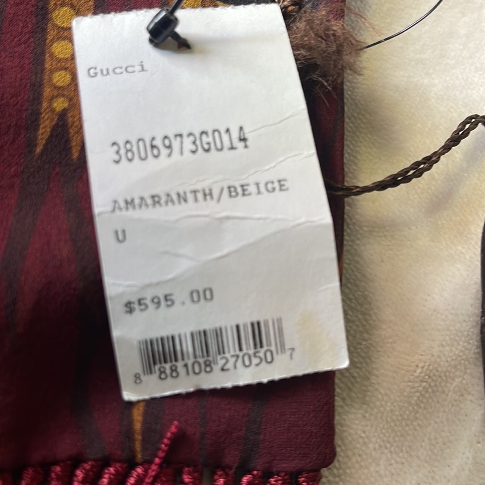 Gucci 8’ X 70’ with fringe scarf: NEW - Picture 5 of 5